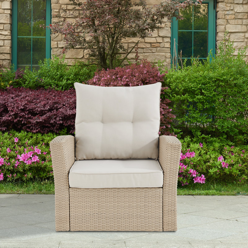 Highland Dunes Pangkal Pinang 32" Wide All-Weather Wicker Outdoor Armchair With Cushions ...